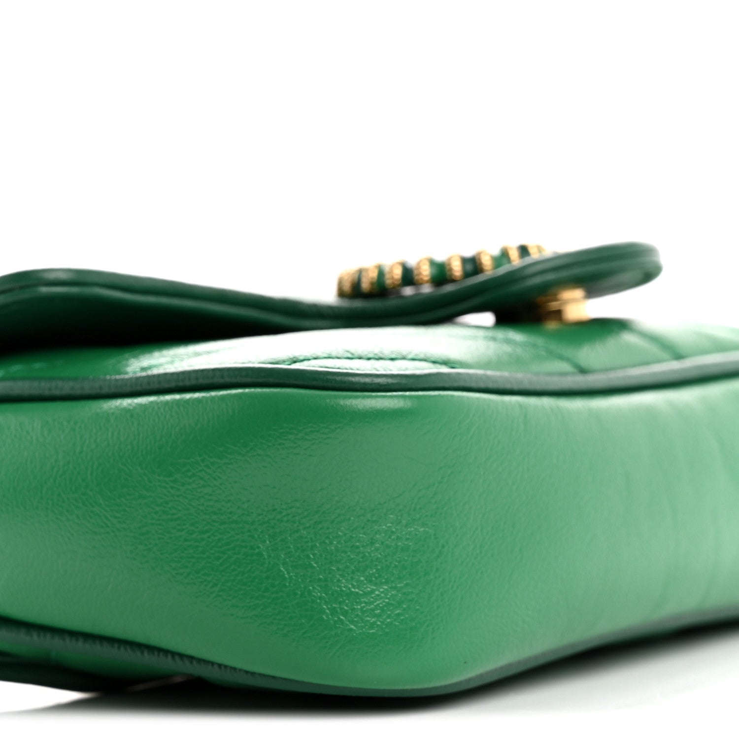 Gucci Azalea Calfskin Enamel Matelasse Diagonal Super Mini Torchon GG Marmont Shoulder Bag New Shamarock Emerald 9 of 10