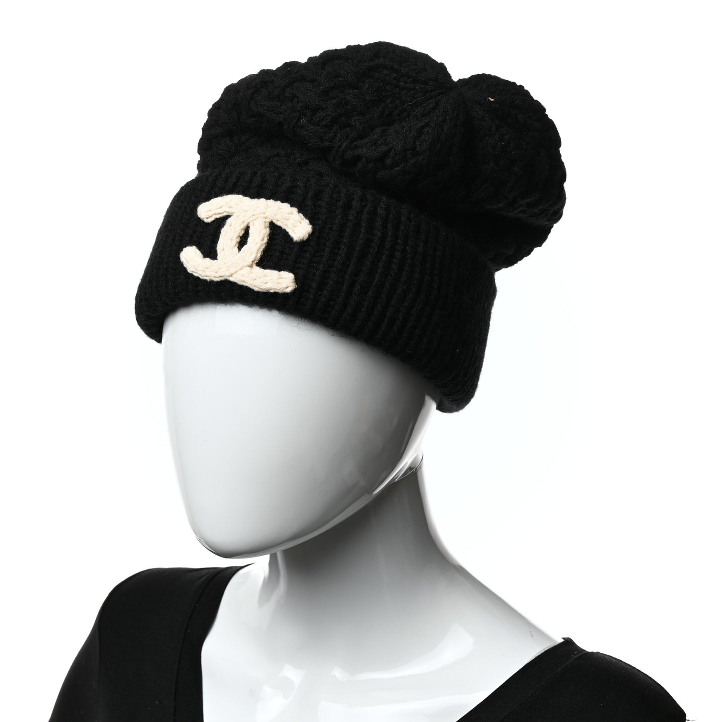 Cashmere CC Beanie Hat Black White