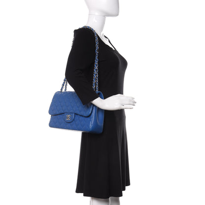 Chanel Lambskin Quilted Jumbo Double Flap Blue 2 of 12