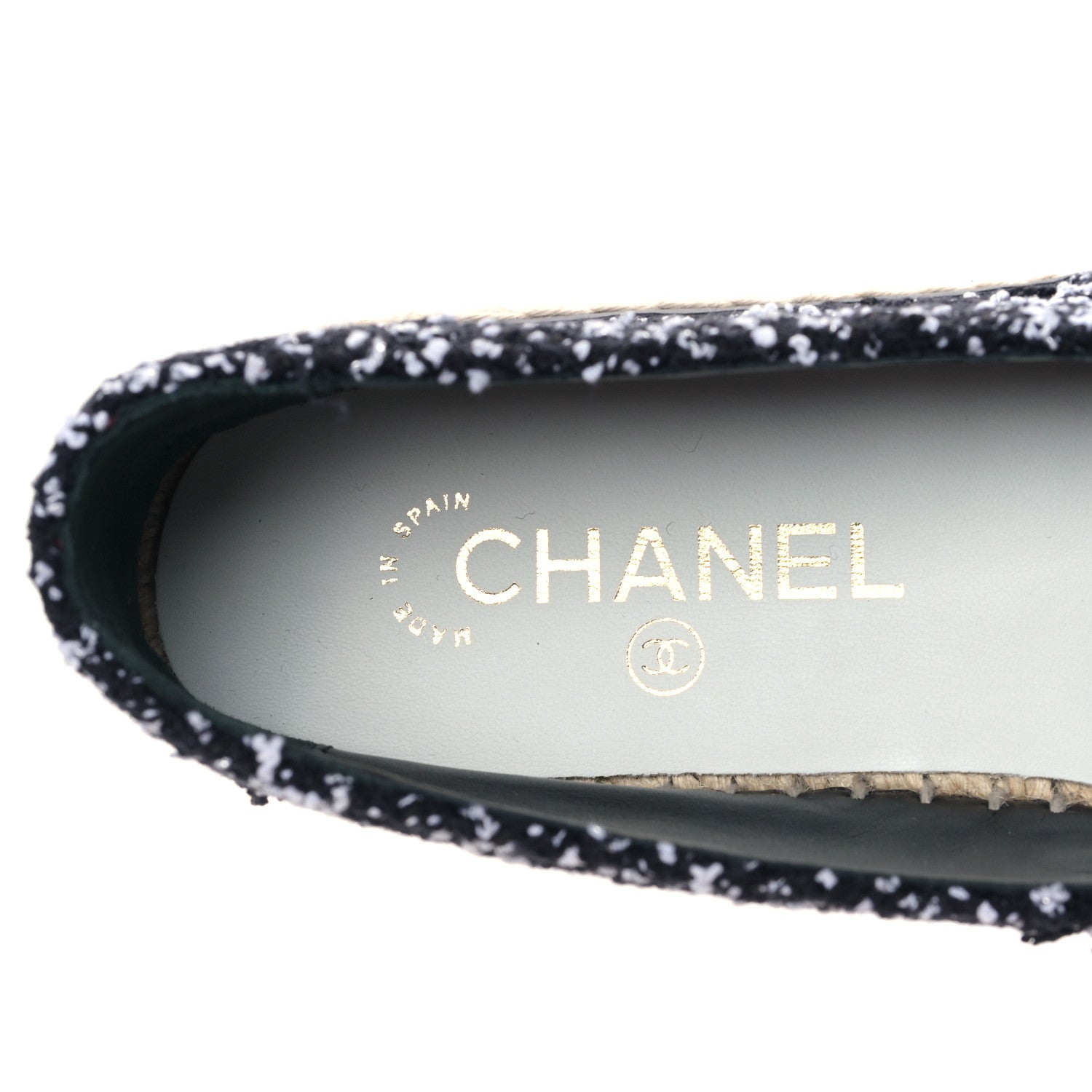 Chanel Tweed Lambskin Patent CC Espadrilles 39 Black White 7 of 9