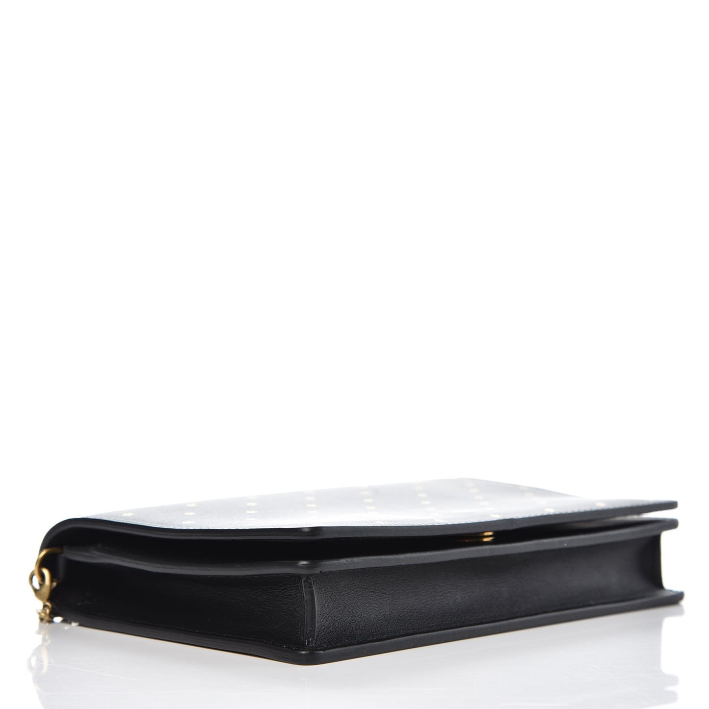 Calfskin Embossed Stars Wallet on Chain Black Gold