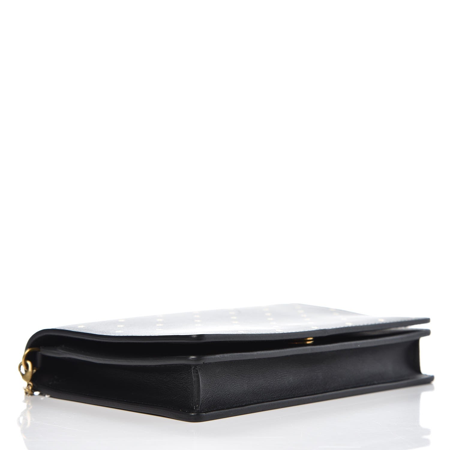Christian Dior Calfskin Embossed Stars Wallet on Chain Black Gold 4 of 6