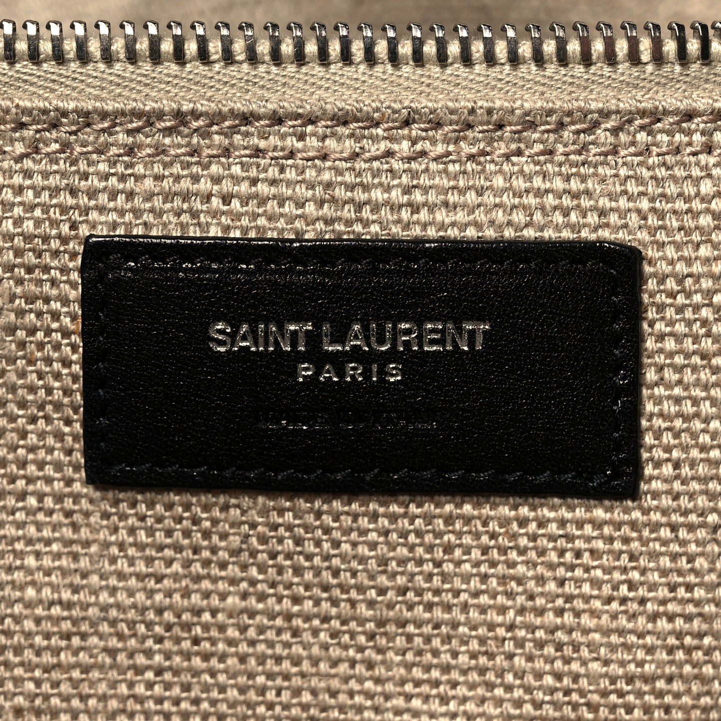Linen Calfskin Rive Gauche North South Tote Optic White