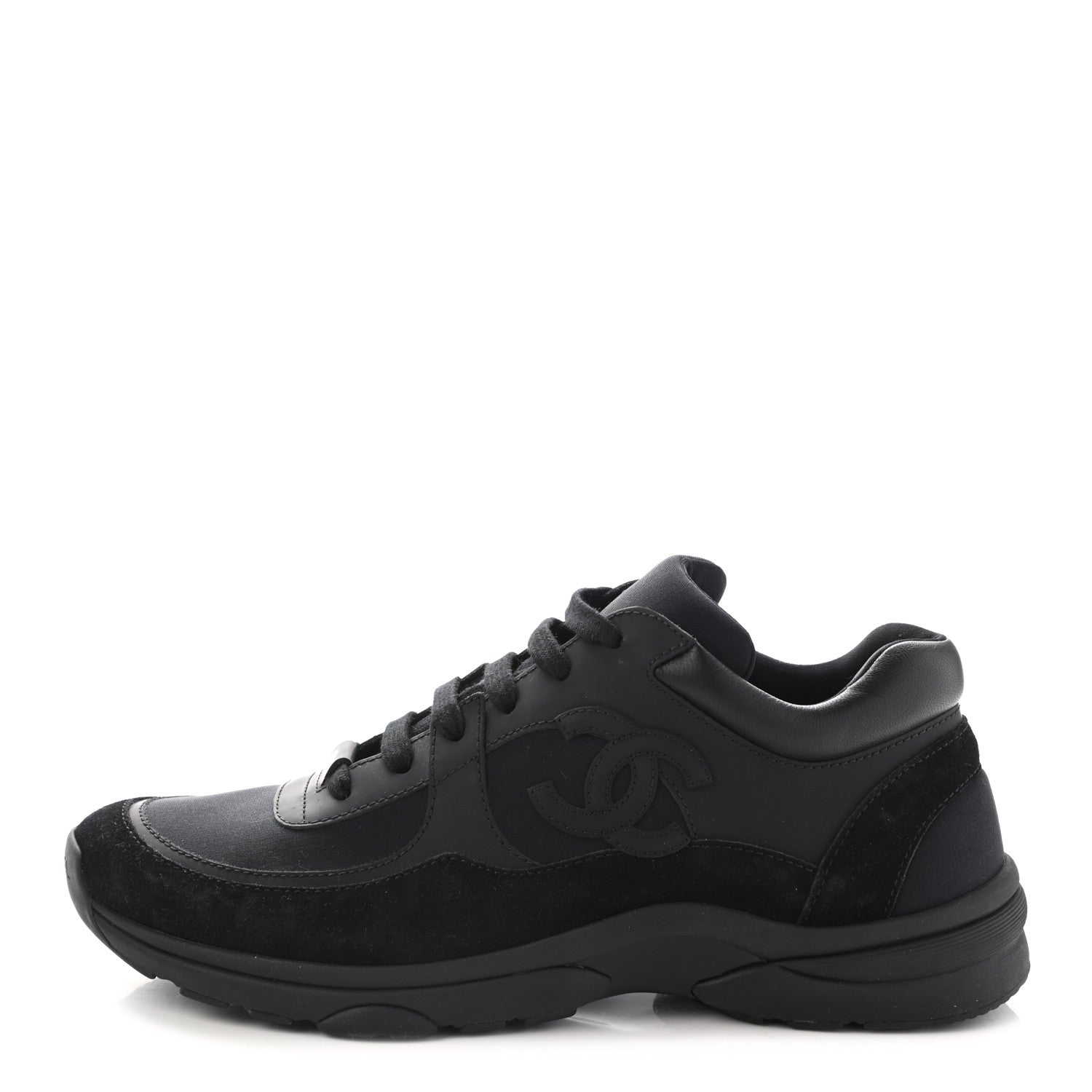Chanel Toile Suede Calfskin CC Sneakers 40.5 Black 1 of 10