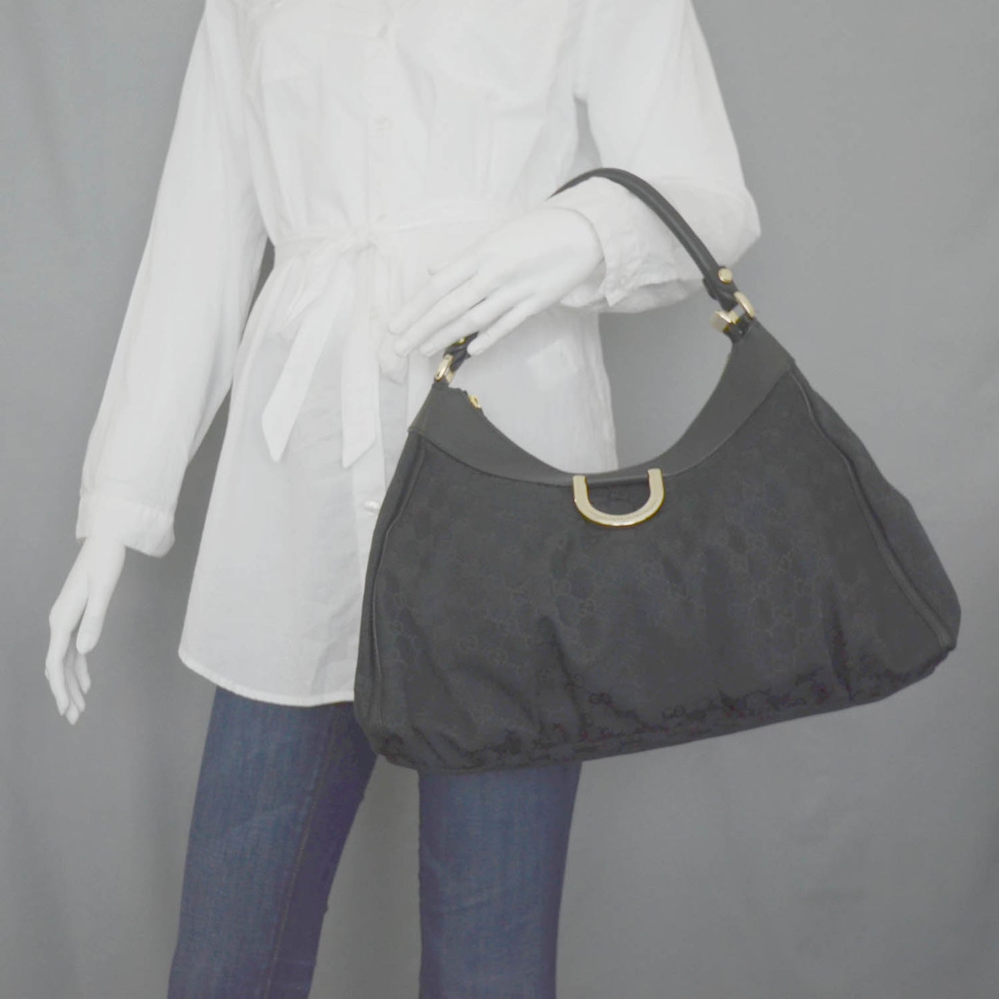 Monogram D Gold Hobo Black