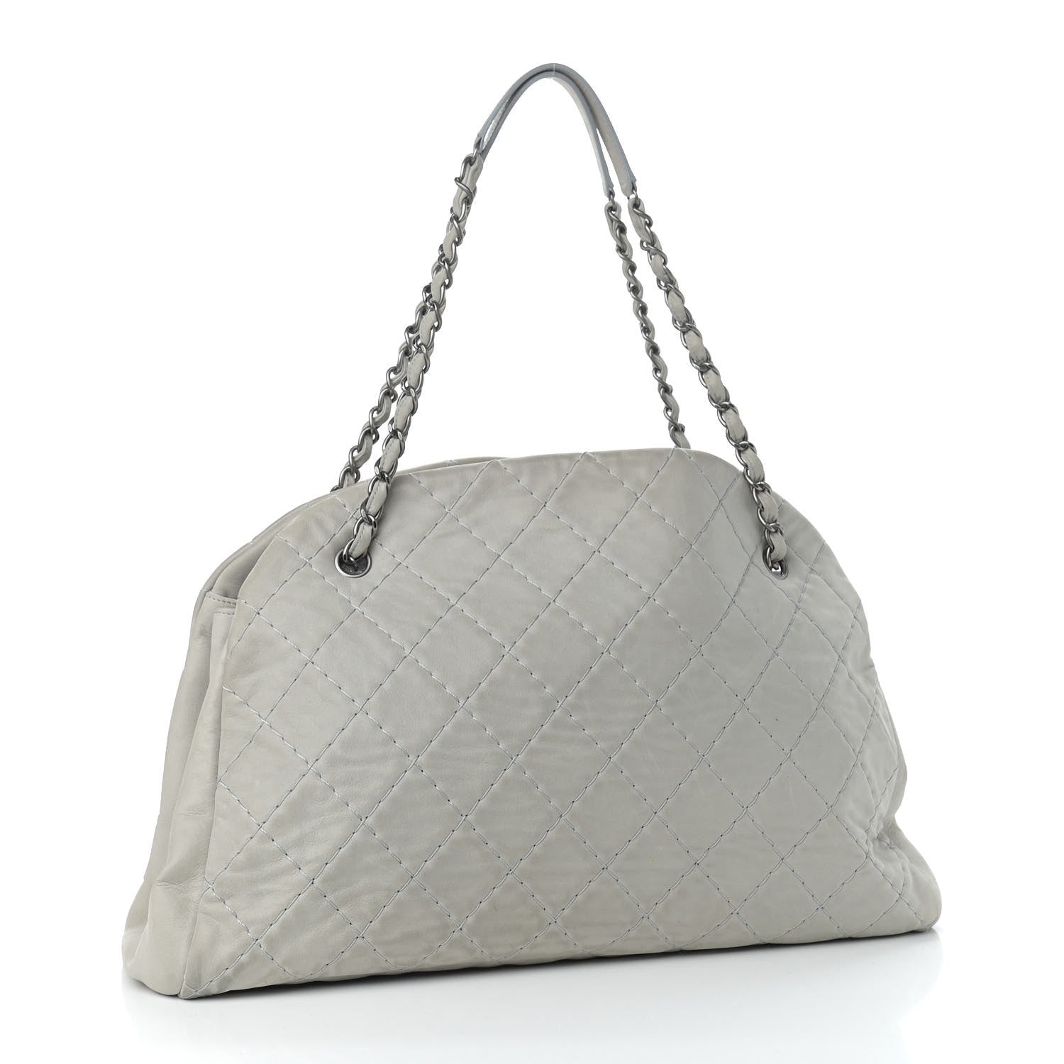 Chanel Iridescent Calfskin Large Just Mademoiselle Grey 3 of 10