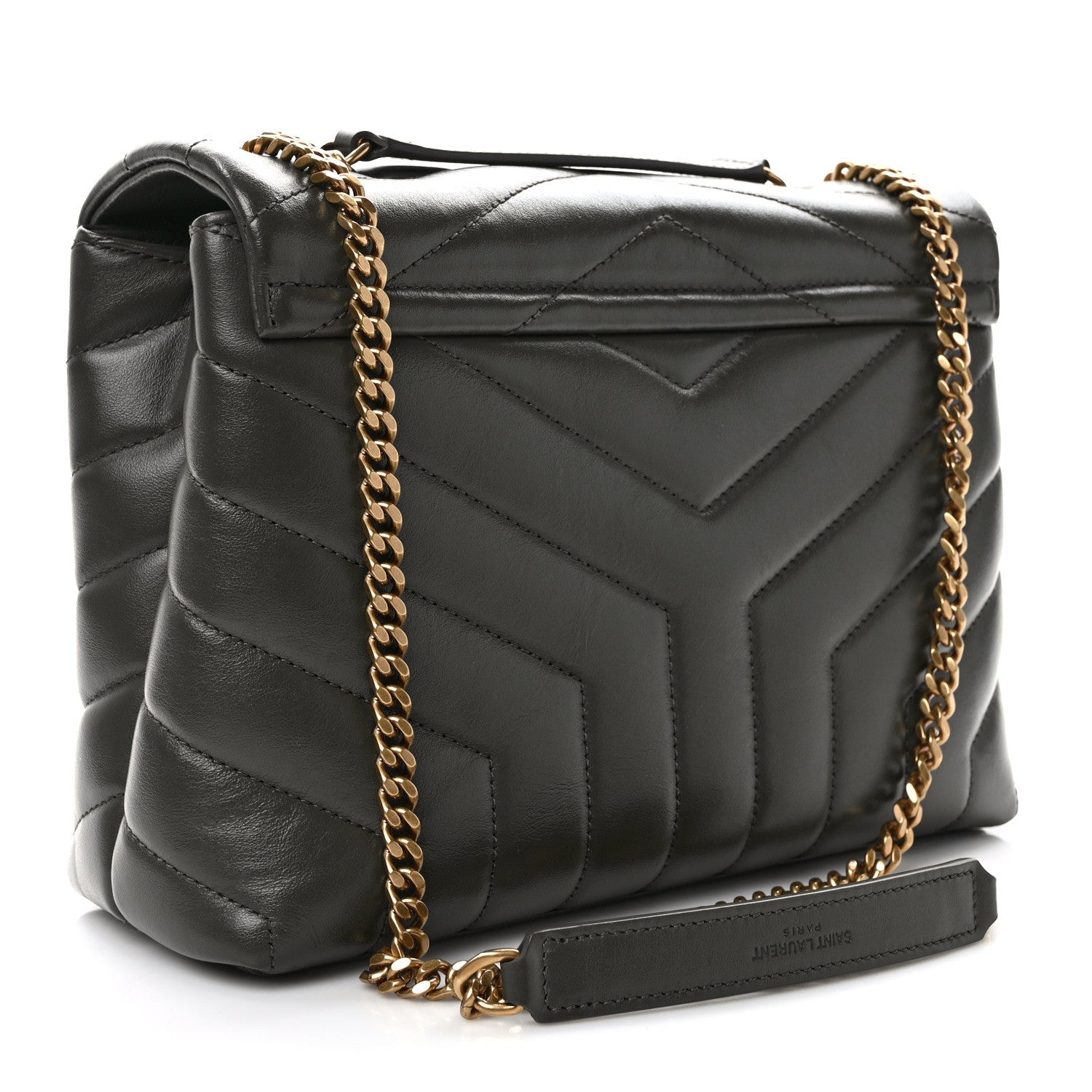 Saint Laurent Calfskin Y Quilted Monogram Small Loulou Chain Satchel Pebble 3 of 9