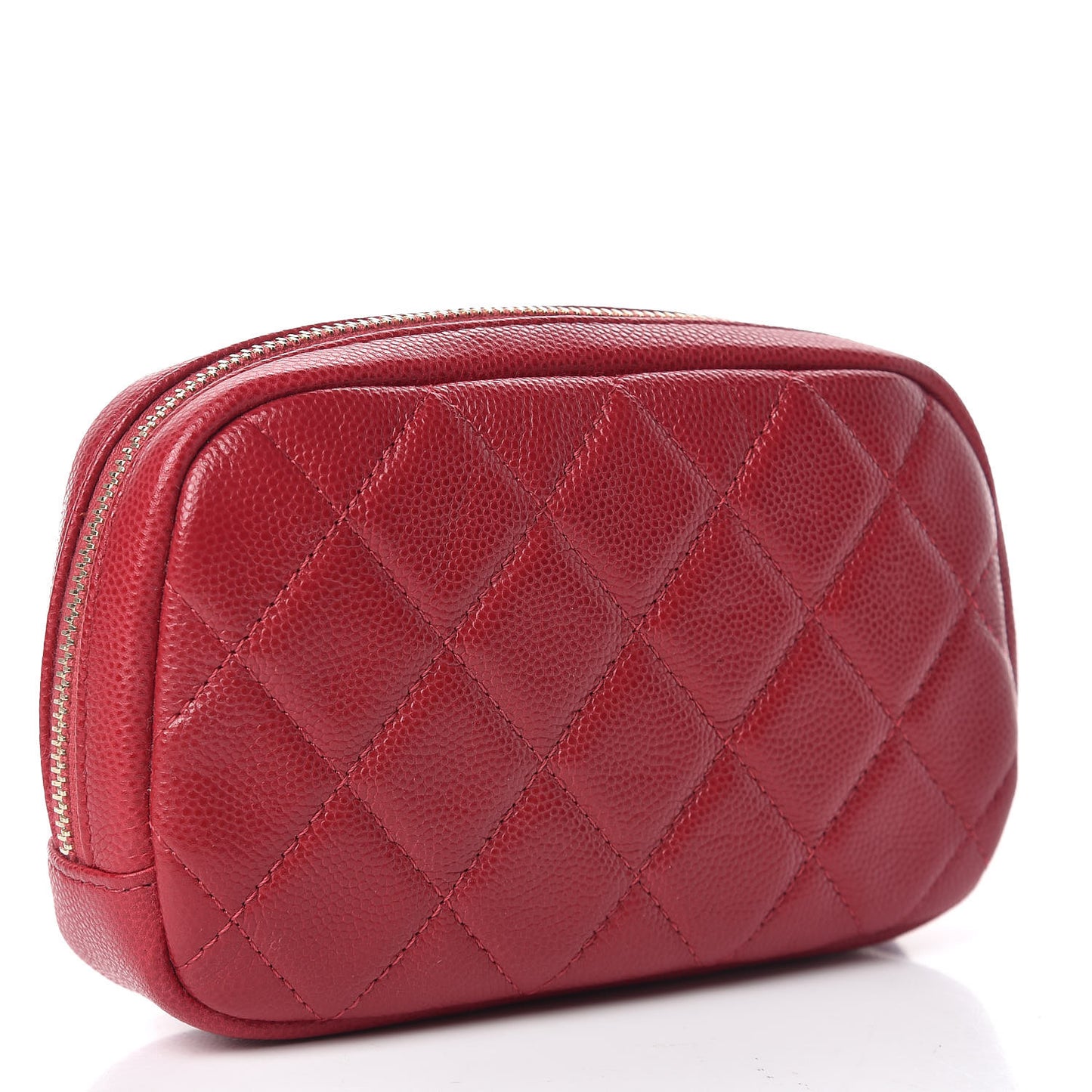 Caviar Quilted Small Curvy Pouch Cosmetic Case Pink