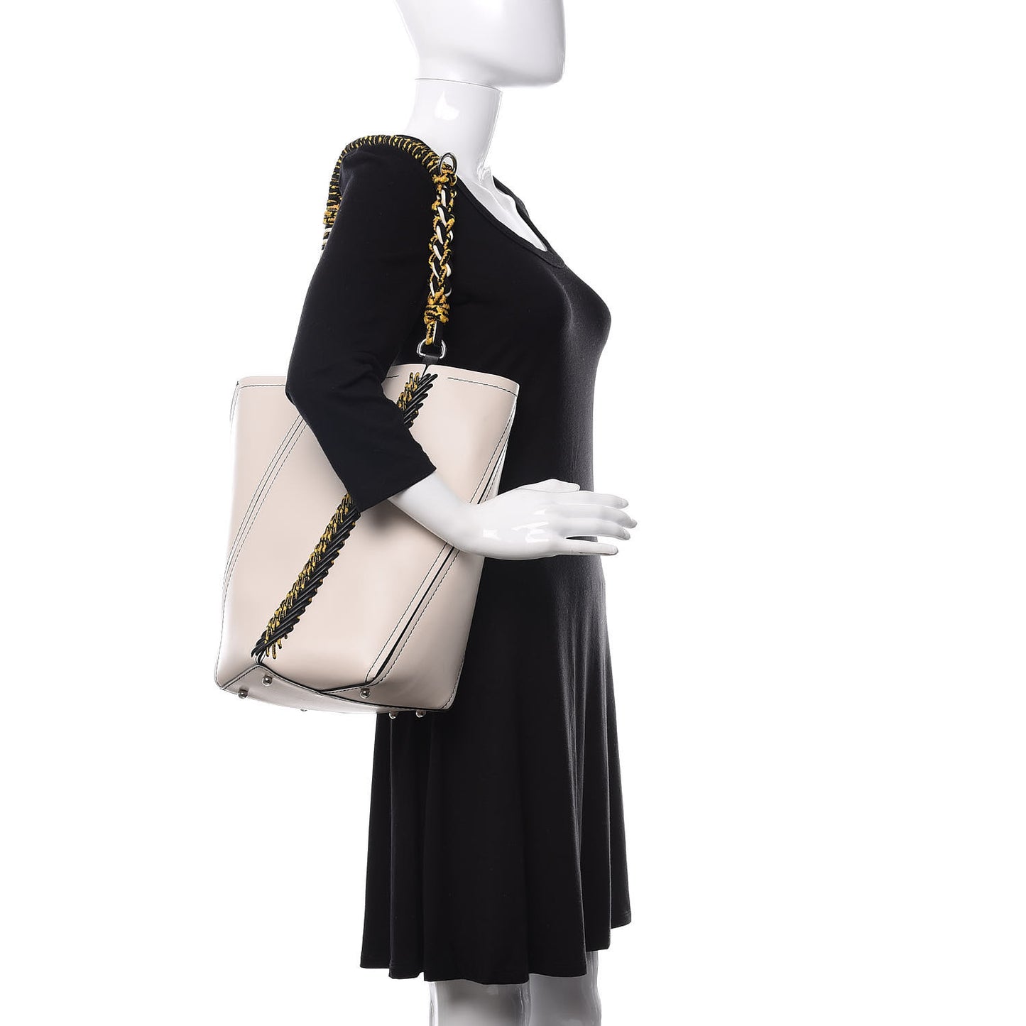 Smooth Calfskin Crochet Medium Hex Bucket Bag Clay