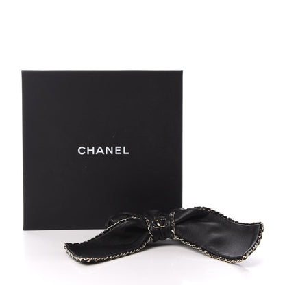 Chanel Lambskin Chain CC Hair Bow Tie Black Gold 5 of 5