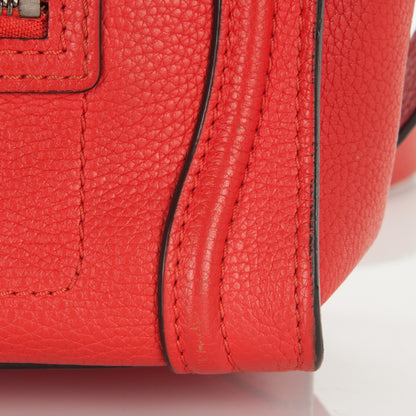 Celine Drummed Calfskin Nano Luggage Vermillion 9 of 10