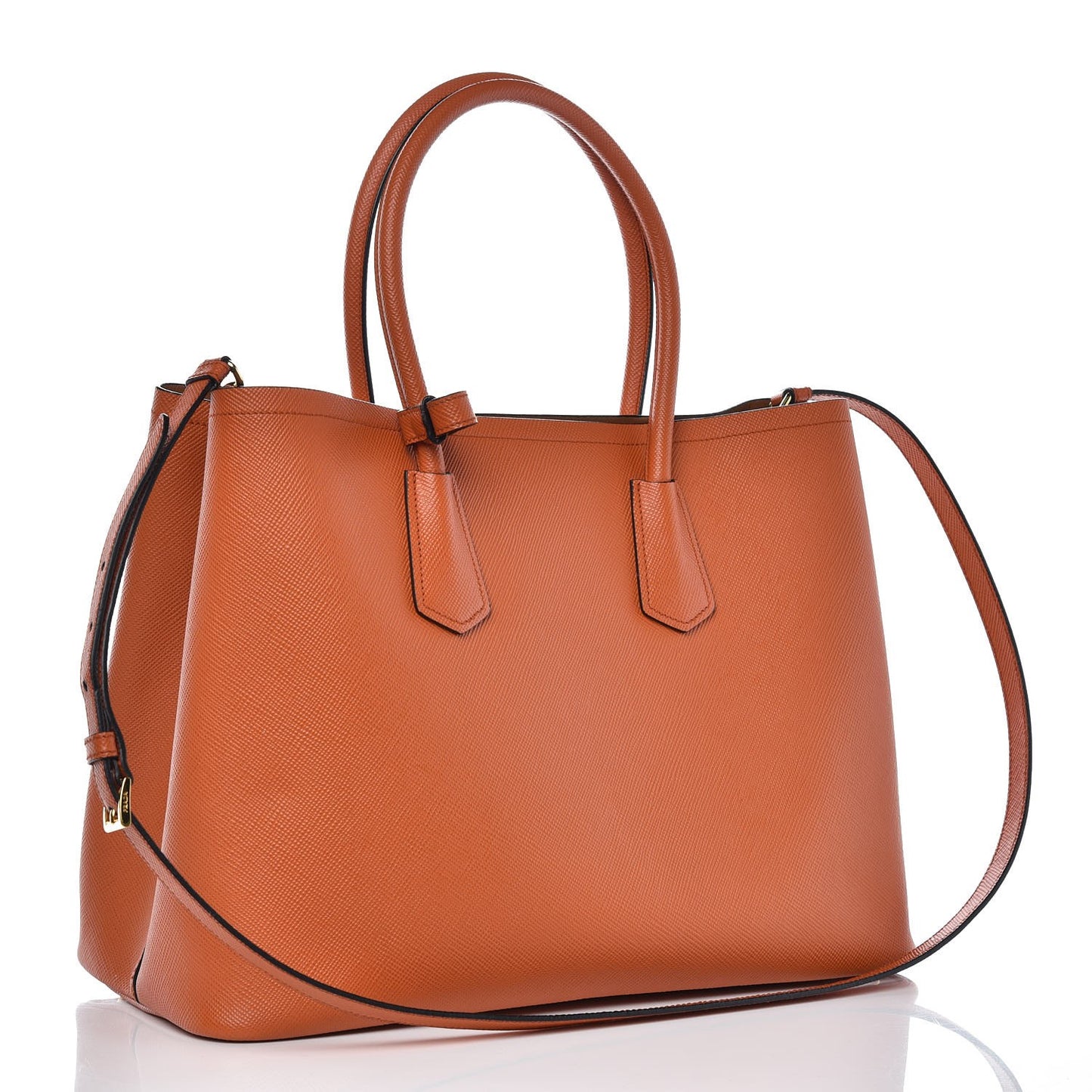 Saffiano Cuir Medium Double Bag Papaya
