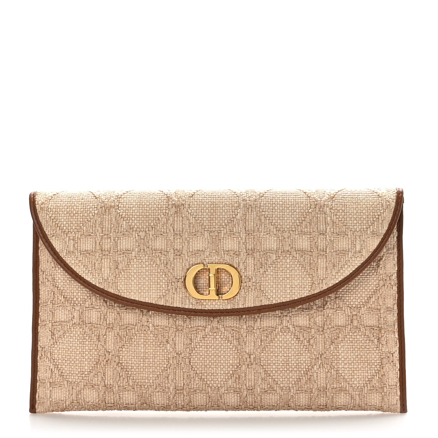 Christian Dior Raffia Macrocannage 30 Montaigne Avenue Pouch With Flap Natural 1 of 7