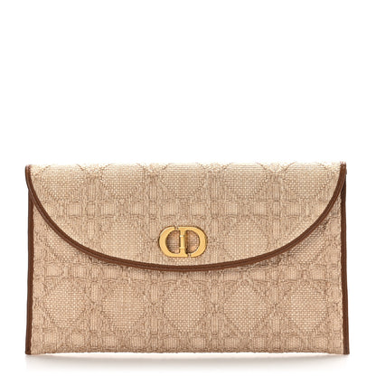 Christian Dior Raffia Macrocannage 30 Montaigne Avenue Pouch With Flap Natural 1 of 7