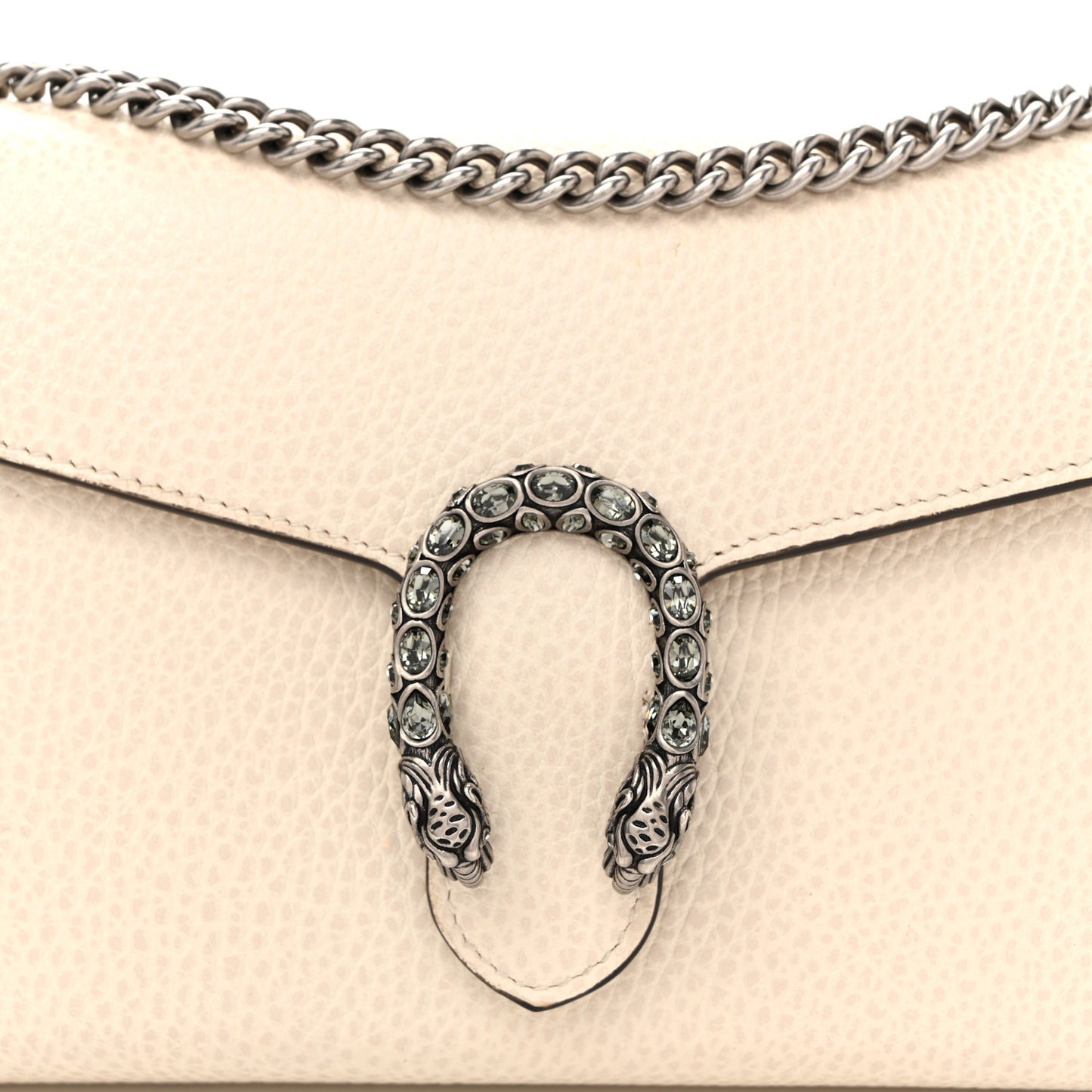 Dollar Calfskin Mini Dionysus Chain Wallet Mystic White