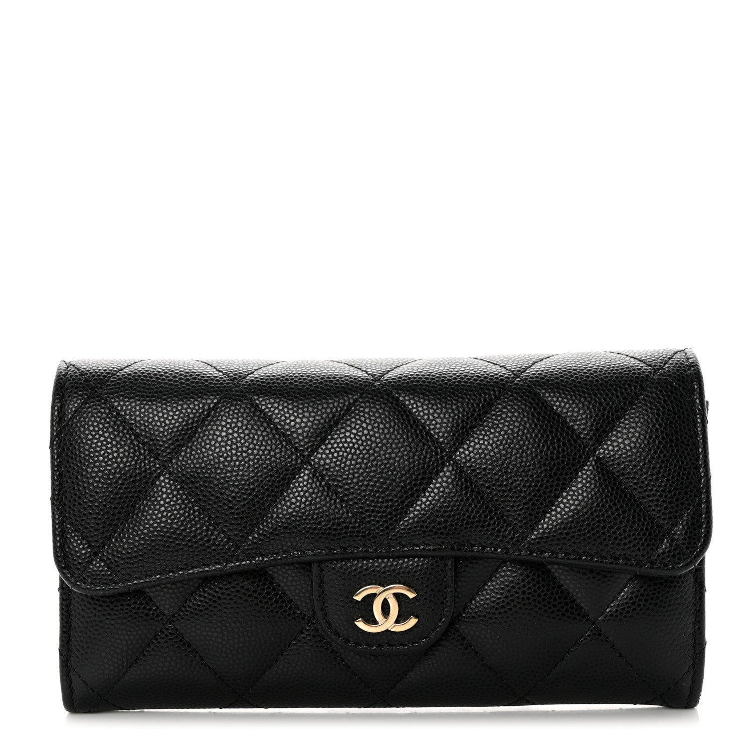 Chanel Caviar Quilted Medium Gusset Flap Wallet Black 1 of 9