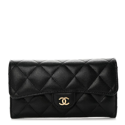 Chanel Caviar Quilted Medium Gusset Flap Wallet Black 1 of 9