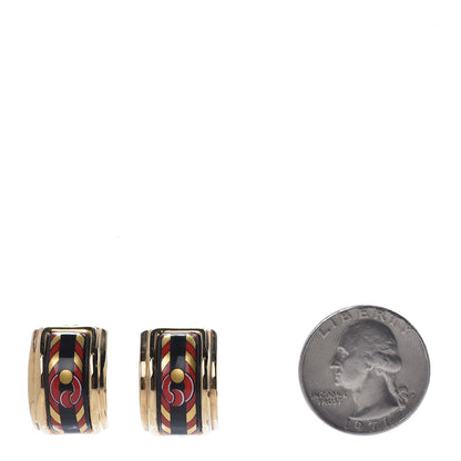 Hermes Enamel Clip On Earrings Gold 2 of 9