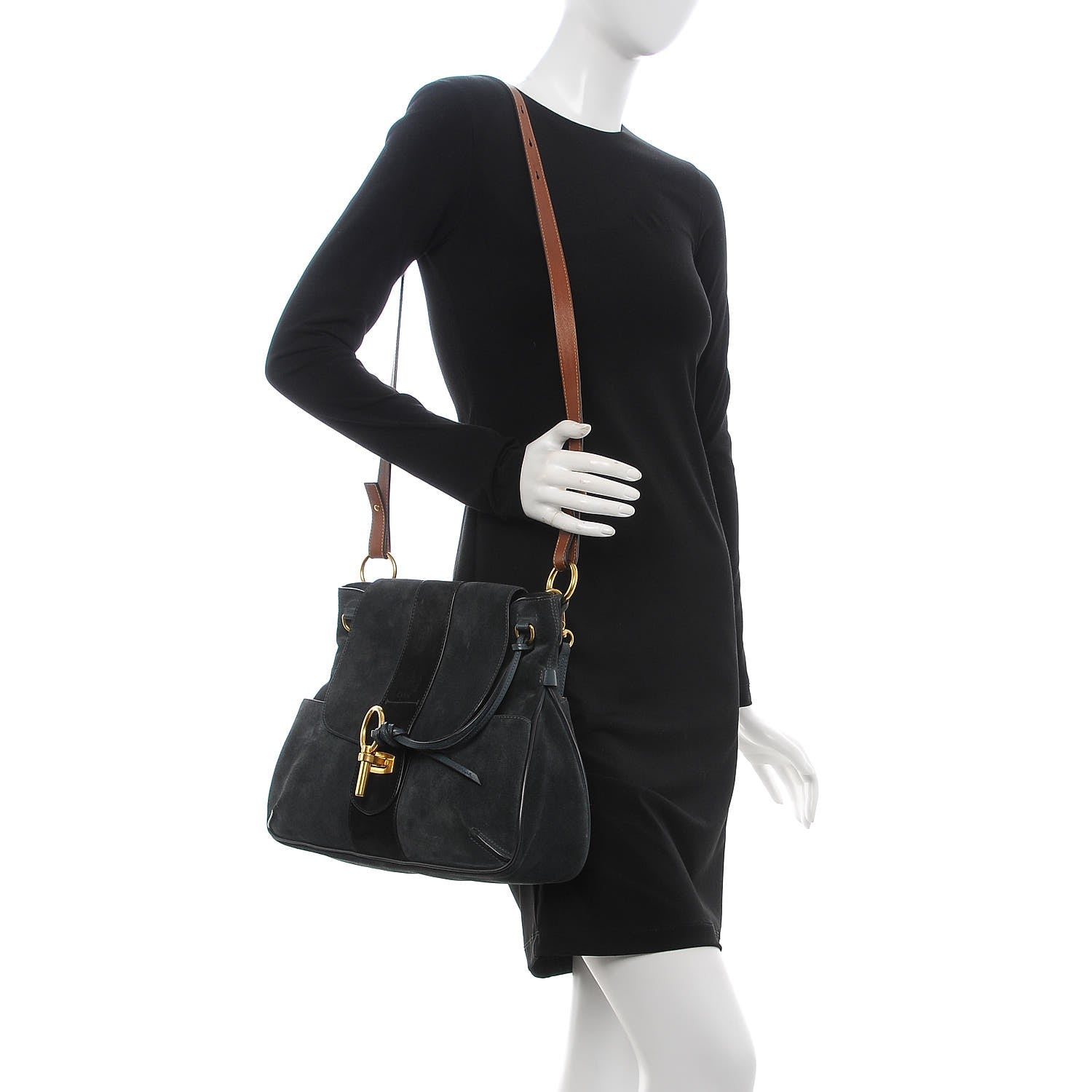 Chloe Suede Medium Lexa Shoulder Bag Silver Blue 2 of 21