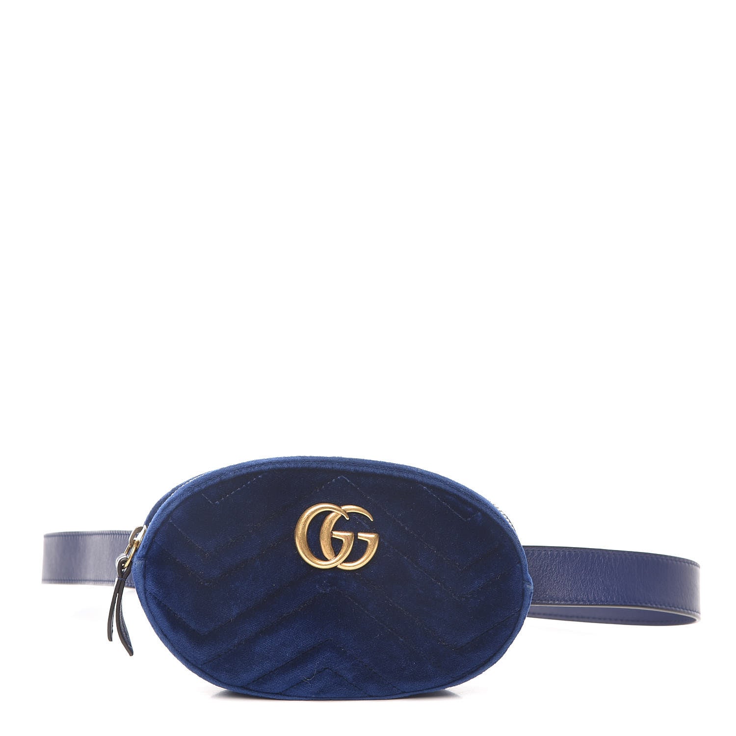 Gucci Velvet Matelasse GG Marmont Belt Bag 95 38 Cobalt Blue 1 of 9