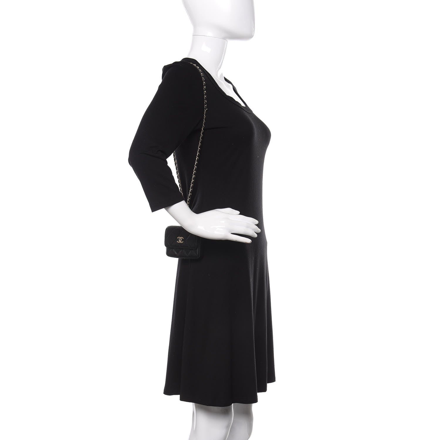 Chanel Caviar Quilted Pearl Card Holder On Chain Black 2 of 12