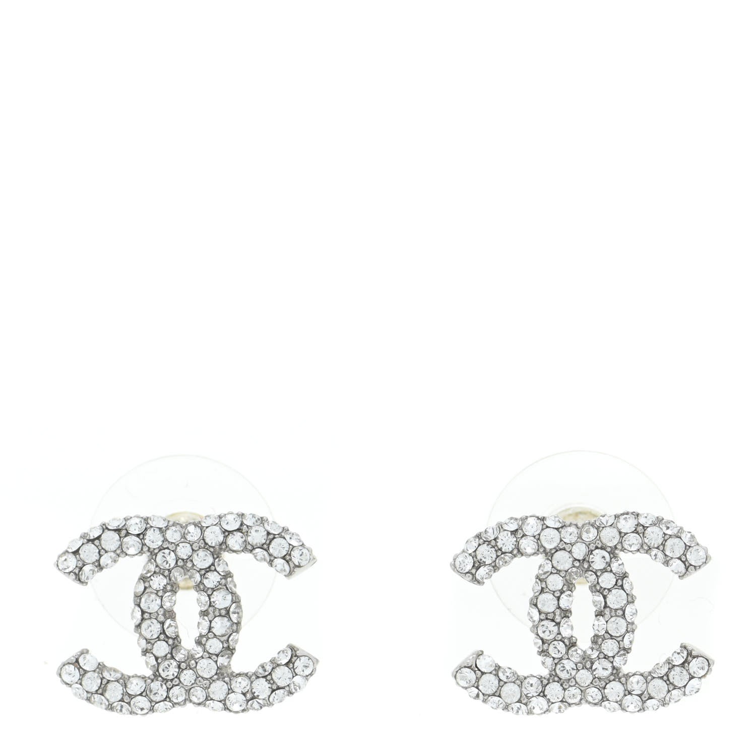 Chanel Crystal CC Earrings Silver 1 of 5