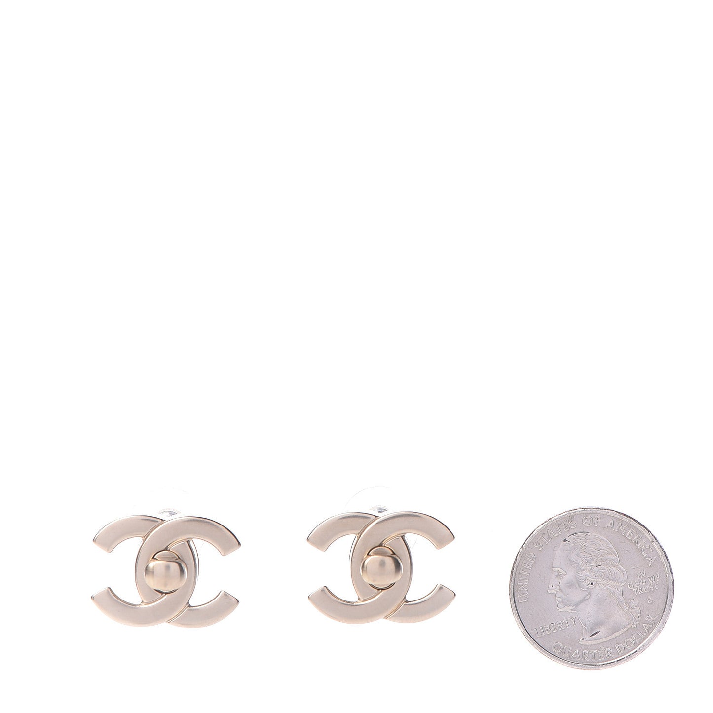 Metal CC Turnlock Interchangeable Earrings Gold