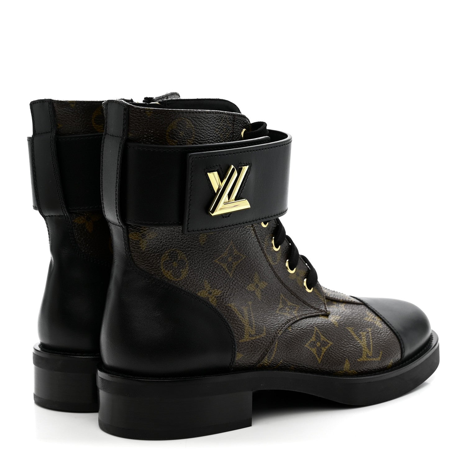 Louis Vuitton Calfskin Monogram Wonderland Flat Ranger Boots 39 Black 5 of 9
