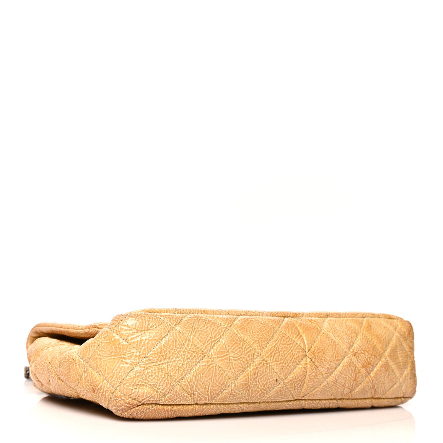 Chanel Crinkled Patent Quilted Jumbo Single Flap Light Beige 3 of 23