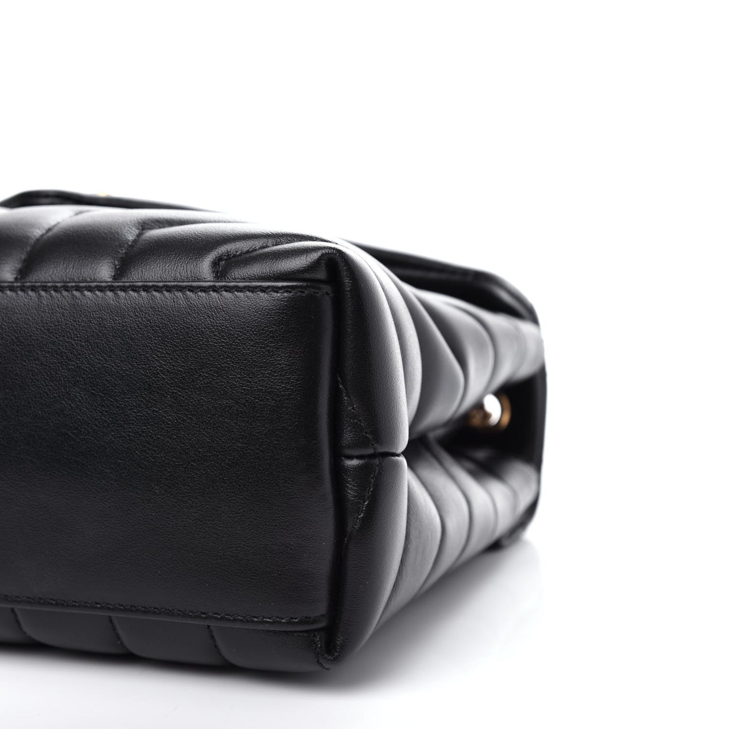 Calfskin Y Quilted Monogram Small Loulou Chain Satchel Black