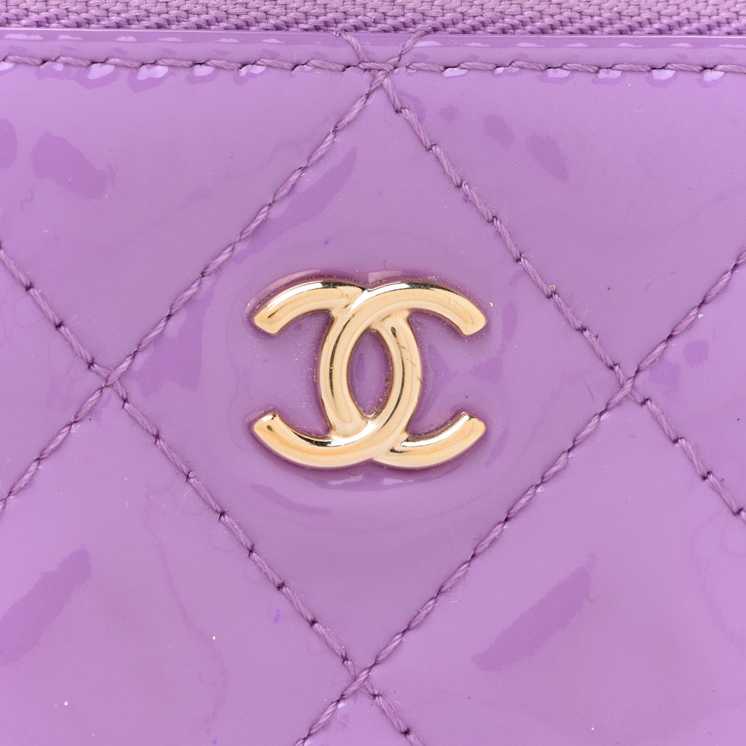 Chanel Patent Quilted Small Cosmetic Case Purple 8 of 9