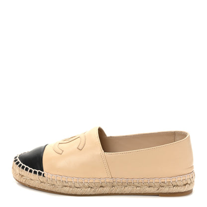 Chanel Lambskin CC Espadrilles 38 Beige Black 1 of 9