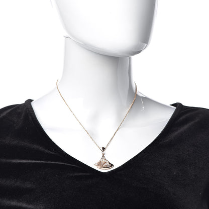 Bulgari 18K Rose Gold Diamond Mother of Pearl Divas' Dream Pave Pendant Necklace 2 of 6