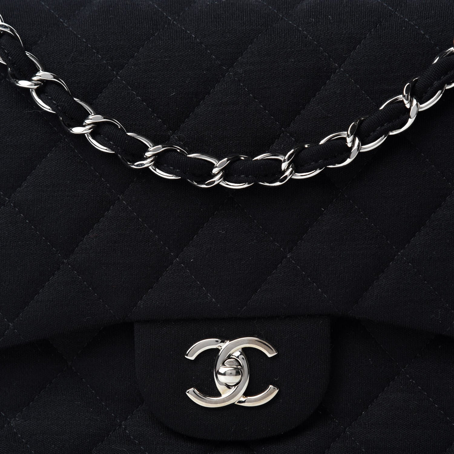 Chanel Jersey Quilted Jumbo Single Flap Black 10 of 10