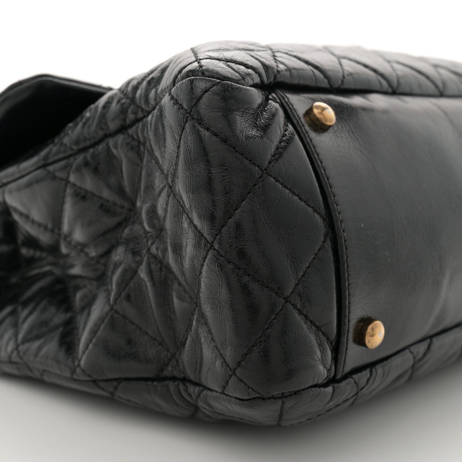 Chanel Glazed Calfskin Castle Rock Large Flap Black Burgundy 9 of 11