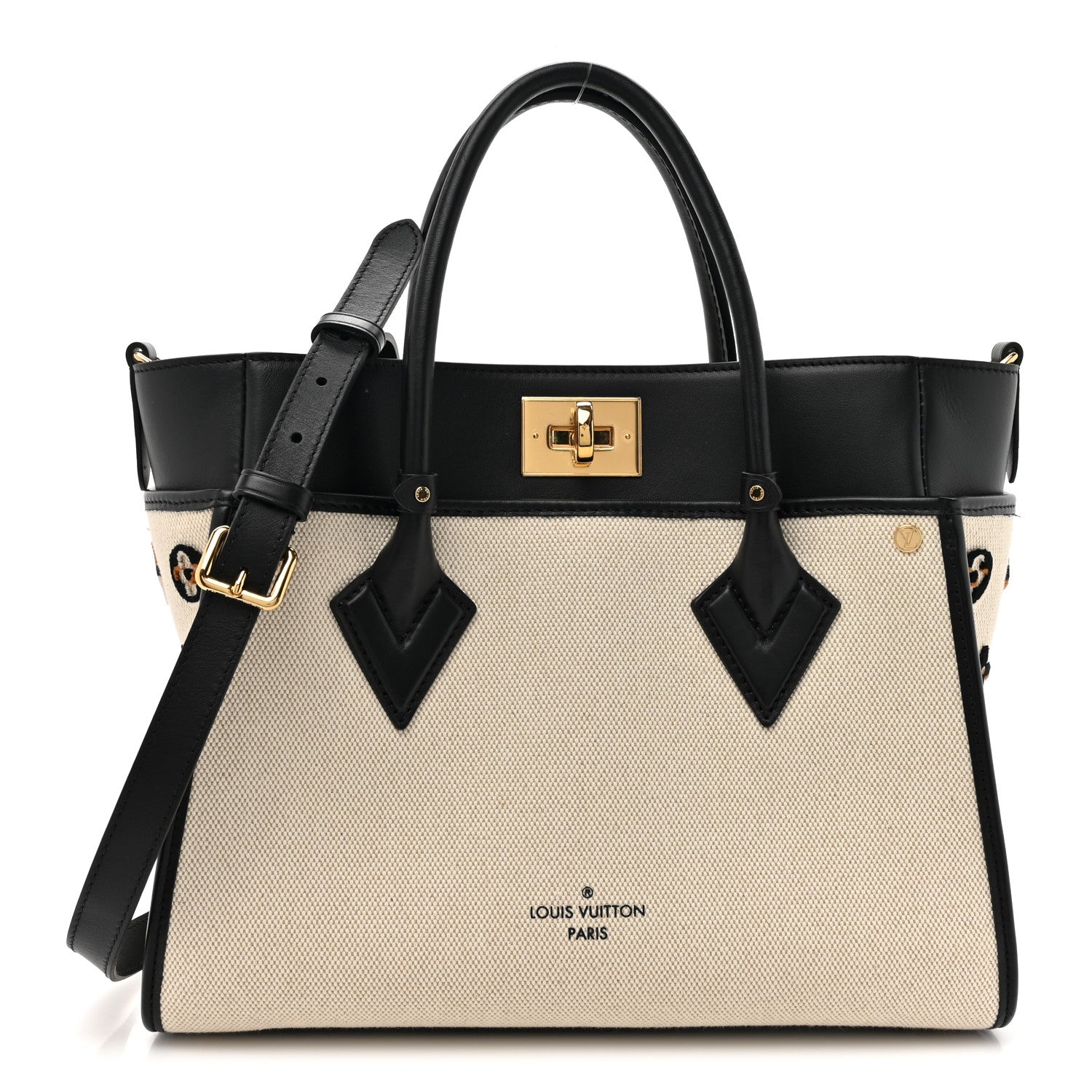 Louis Vuitton Canvas Calfskin Monogram On My Side MM Black 1 of 9