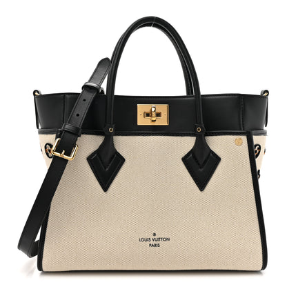 Louis Vuitton Canvas Calfskin Monogram On My Side MM Black 1 of 9