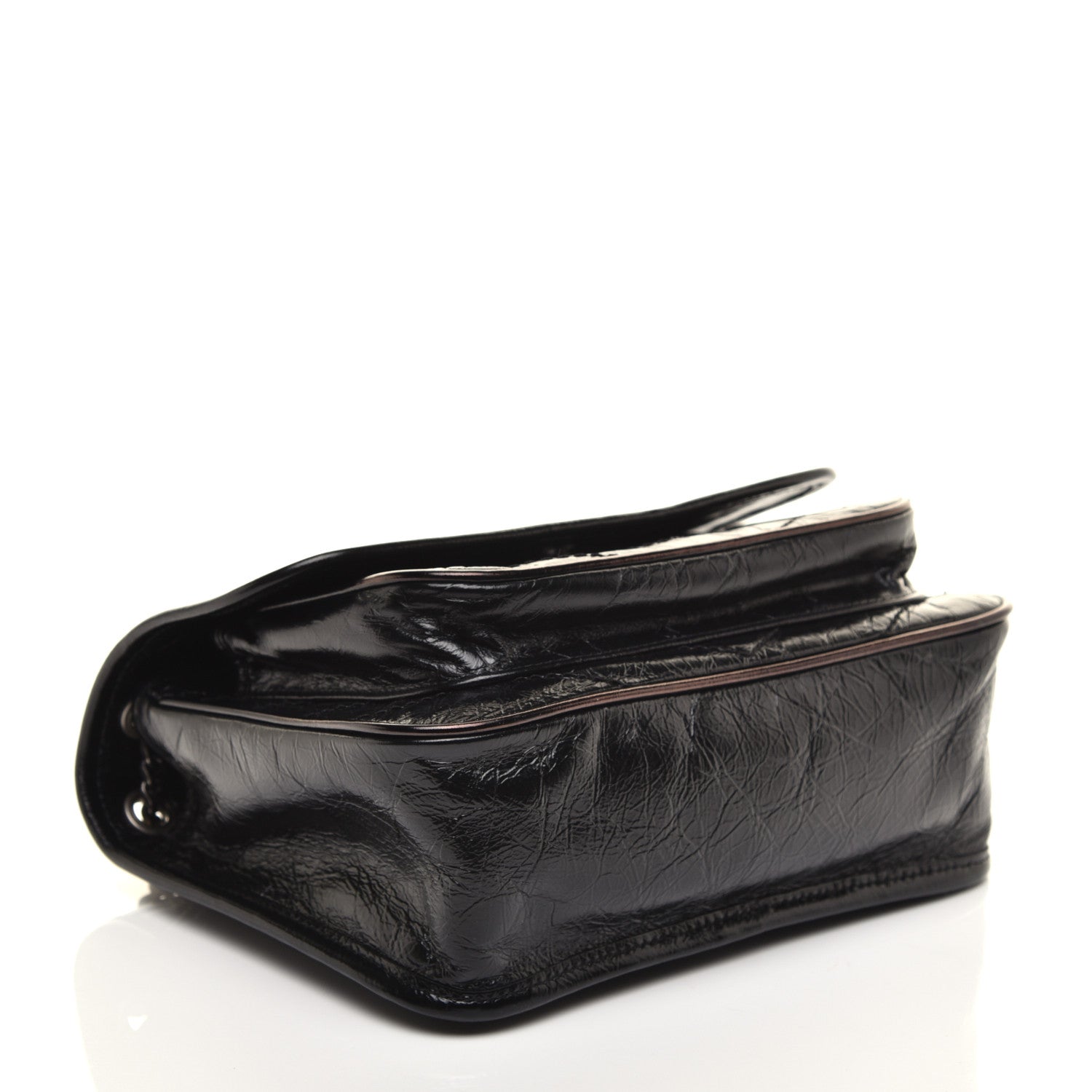 Saint Laurent Crinkled Calfskin Matelasse Monogram Baby Niki Chain Satchel Black 4 of 9