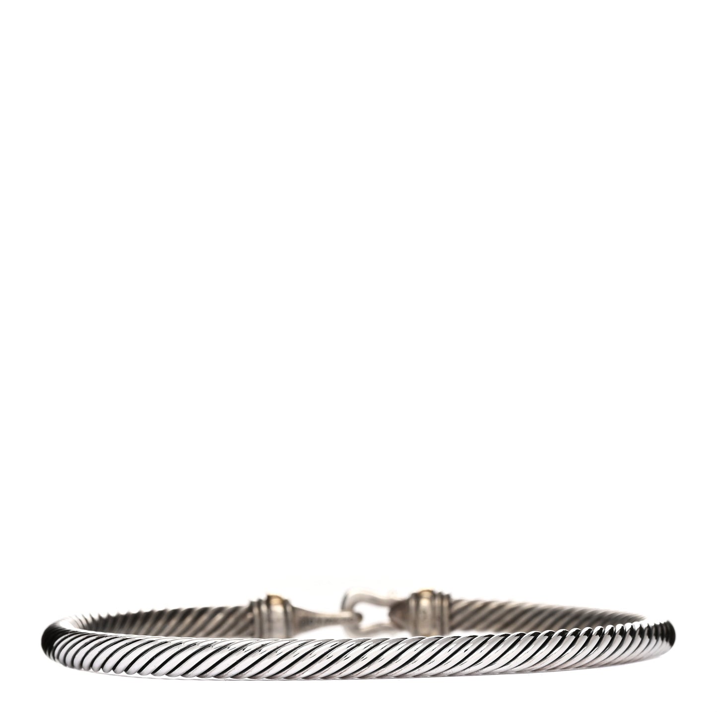 Sterling Silver 18K Yellow Gold 4mm Cable Classic Buckle Bracelet
