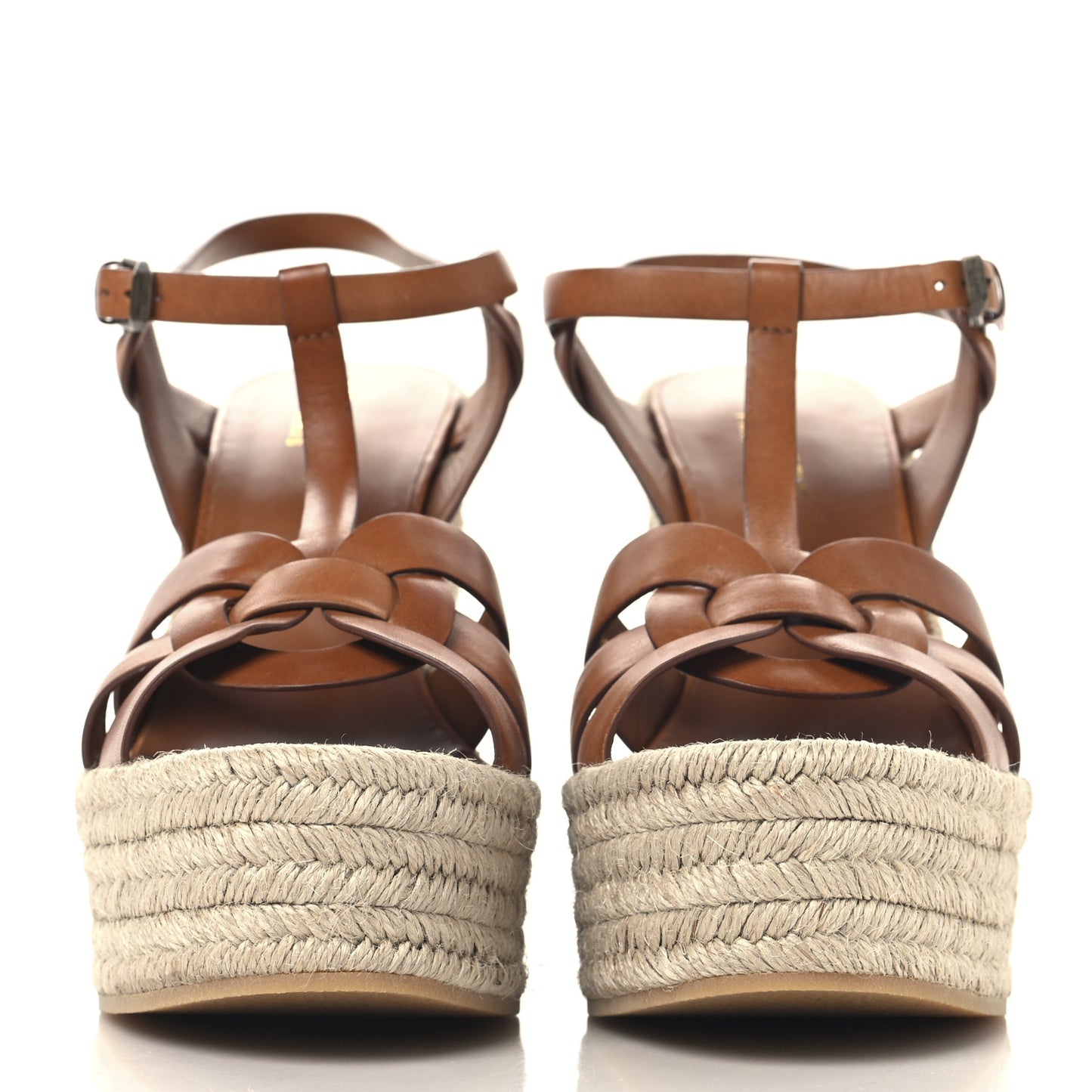 Calfskin 85 Platform Espadrille Wedge Sandals 39 Brown