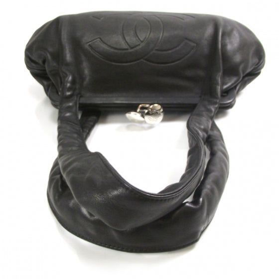 Chanel Lambskin Kiss Lock Frame Bag Black 5 of 10