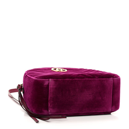 Gucci Velvet Matelasse GG Marmont Dome Backpack Fuchsia Violet Cyclamen 3 of 8