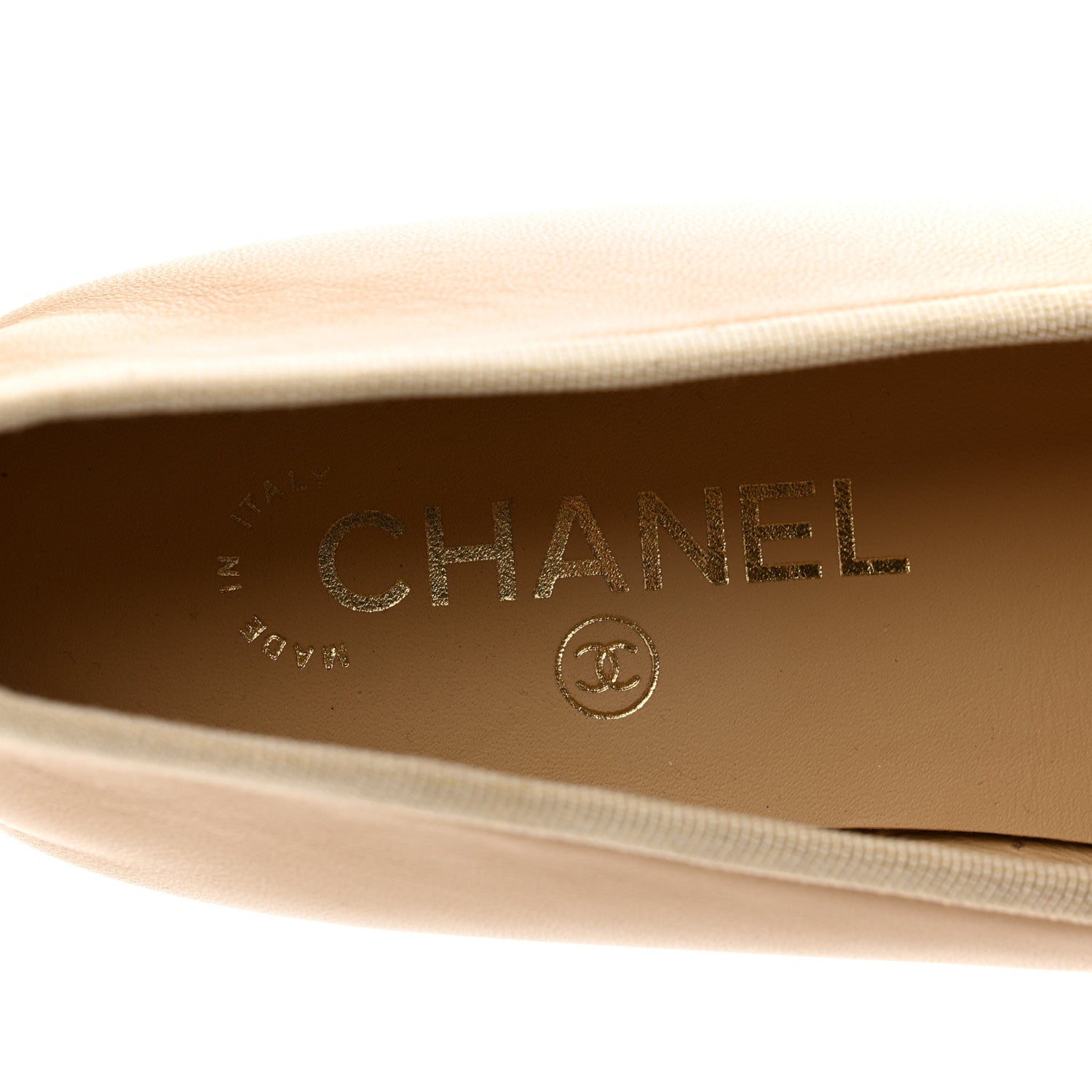 Chanel Lambskin Cap Toe CC Ballerina Flats 38 Beige Black 7 of 9
