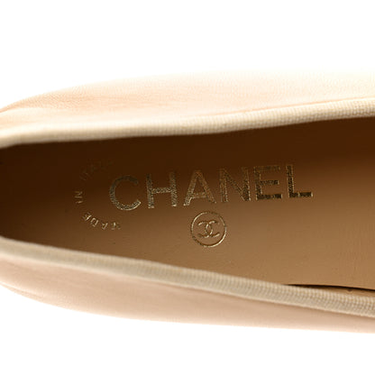 Chanel Lambskin Cap Toe CC Ballerina Flats 38 Beige Black 7 of 9