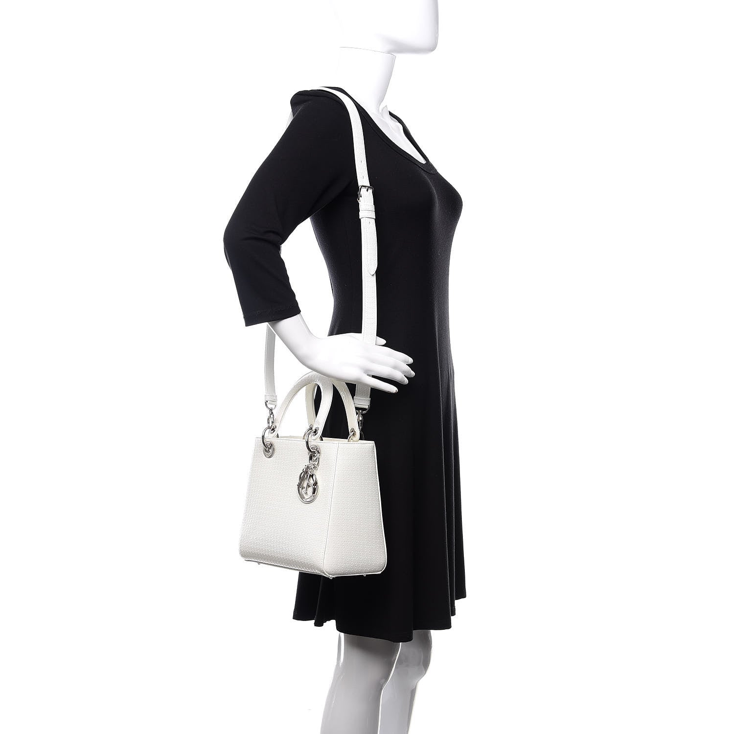 Christian Dior Patent Micro-Cannage Medium Lady Dior White 2 of 10