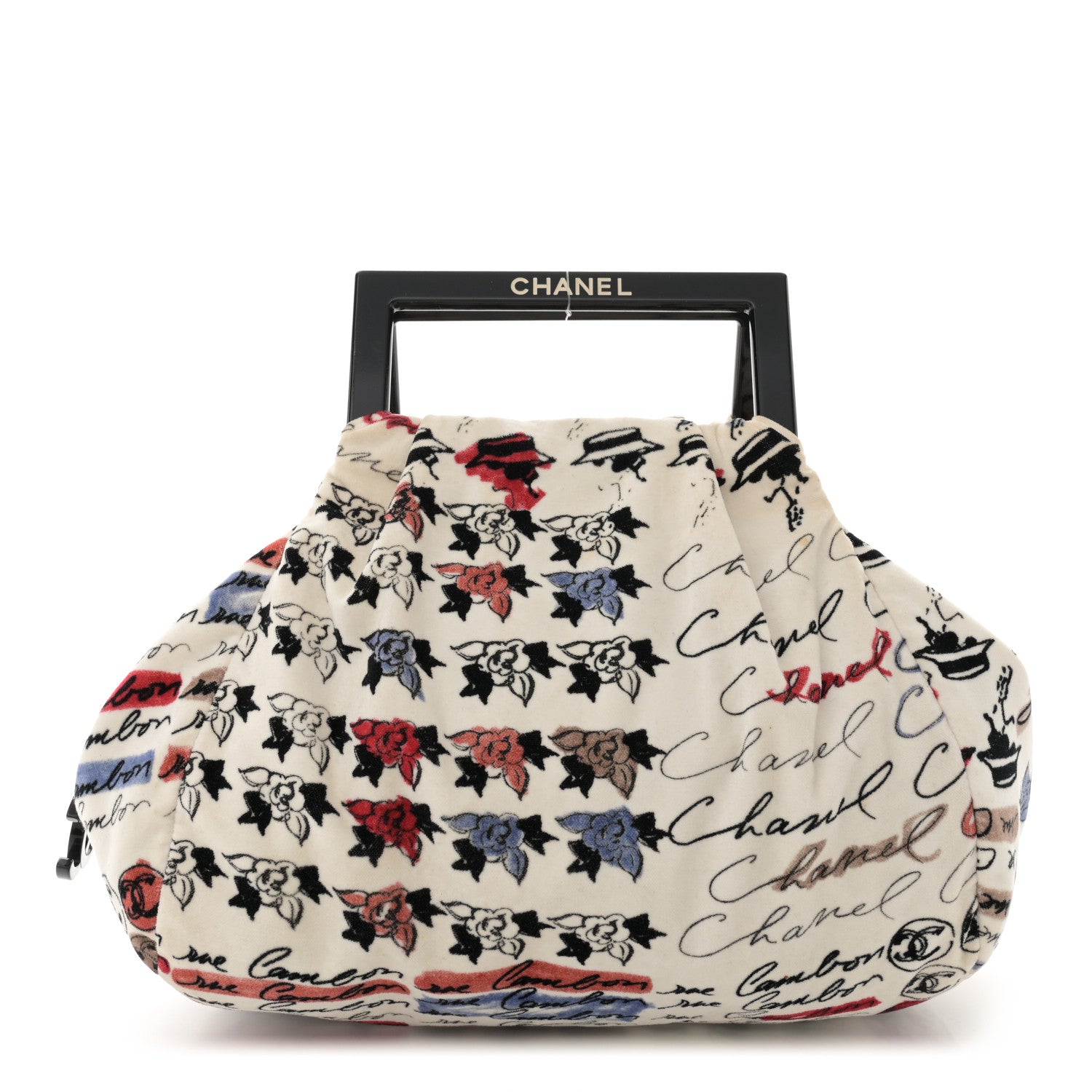 Chanel Velour Camellia Print Frame Bag White 1 of 12