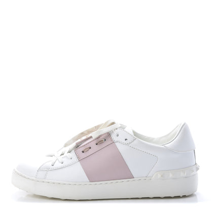 Valentino Garavani Calfskin Rockstud Open Sneakers 40 White Water Rose 1 of 12