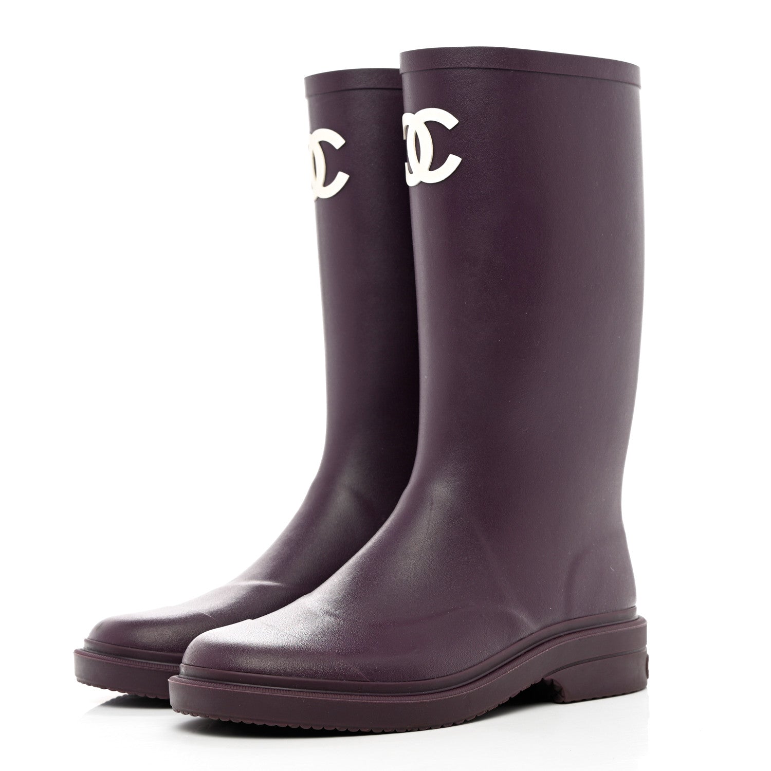 Chanel Caoutchouk CC High Boots 40 Dark Purple 3 of 7