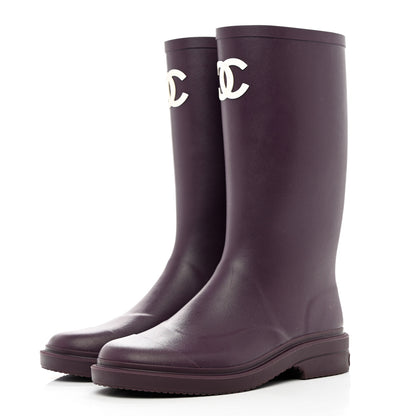 Chanel Caoutchouk CC High Boots 40 Dark Purple 3 of 7