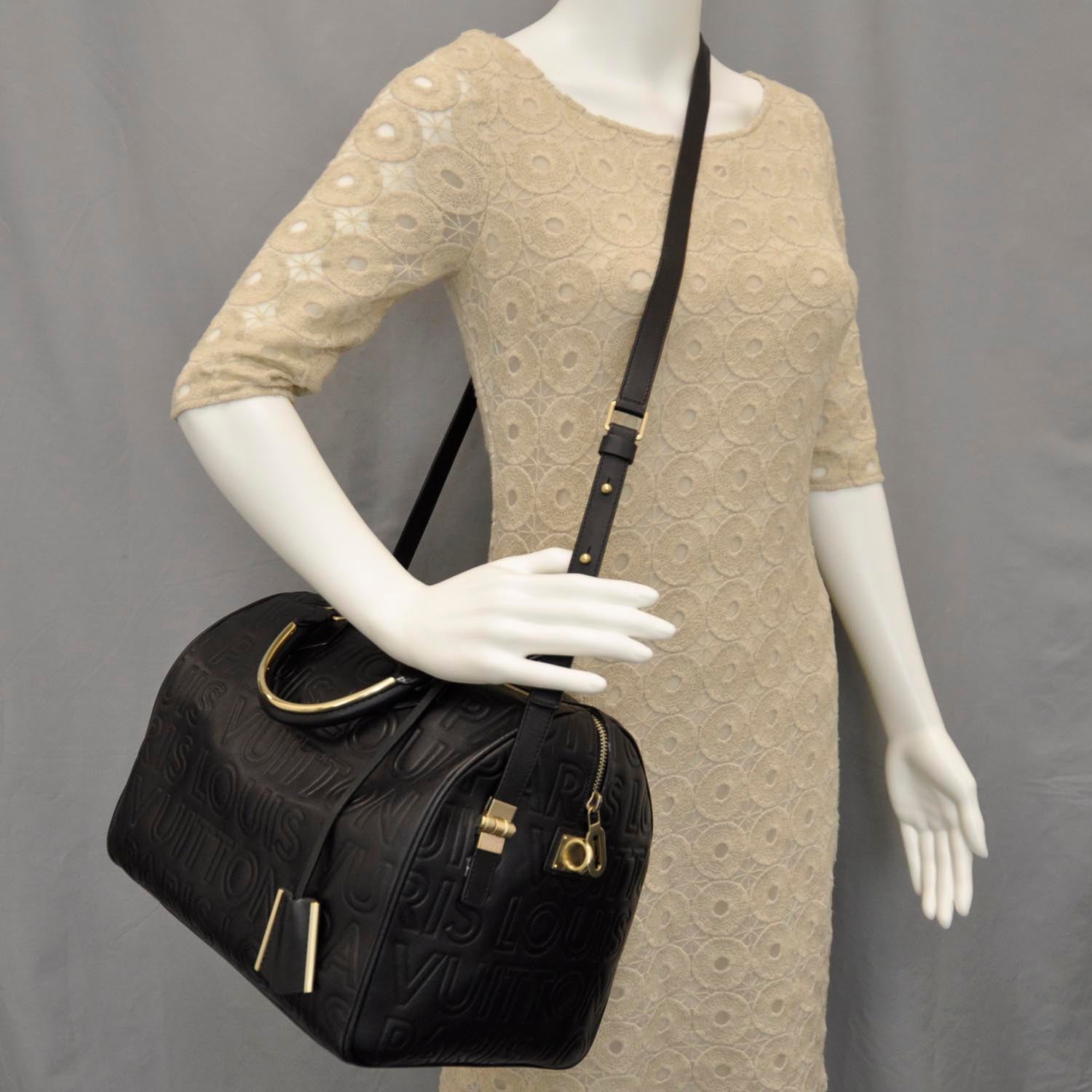 Louis Vuitton Calfskin Embossed Speedy Cube 30 Black 2 of 12